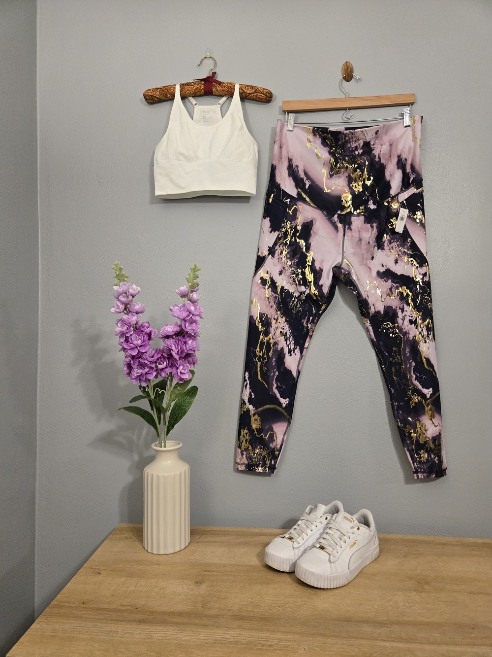 Old Navy PowerSoft High-Rise Leggings XL 7/8 Ankle Gold Print